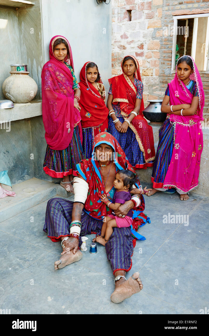 India Rajasthan, Meda village intorno a Jodhpur, Rabari gruppo etnico Foto Stock