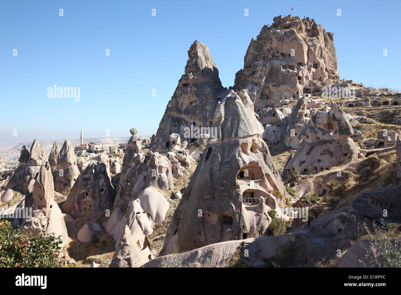 Grotta di antiche case in Cappadocia, Turchia Foto Stock