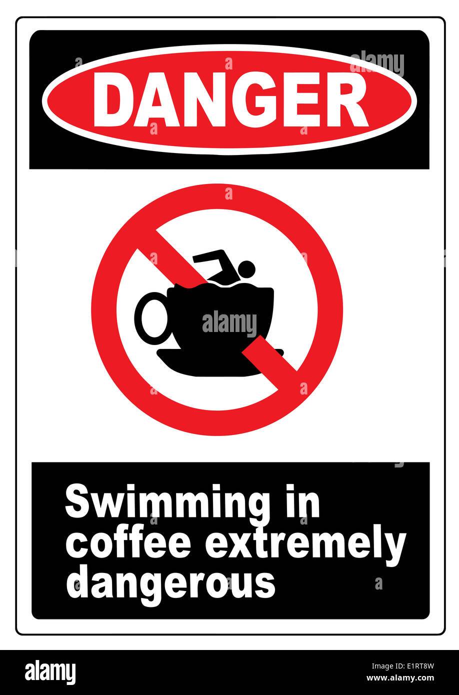 Funny caffè segno di avvertimento Foto Stock