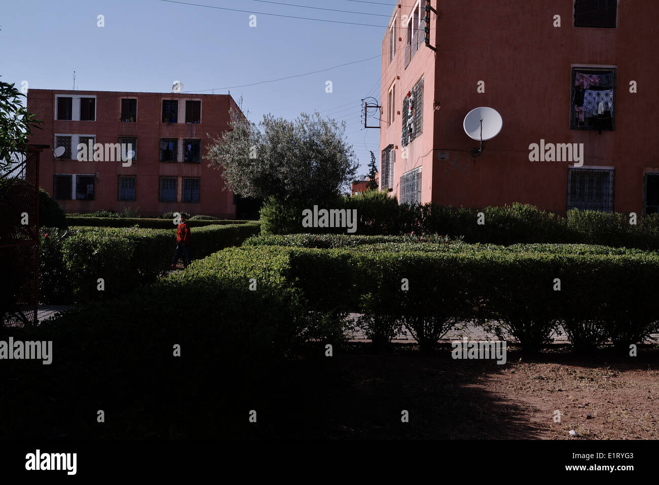 Un quartiere di Marrakech, Marocco Foto Stock