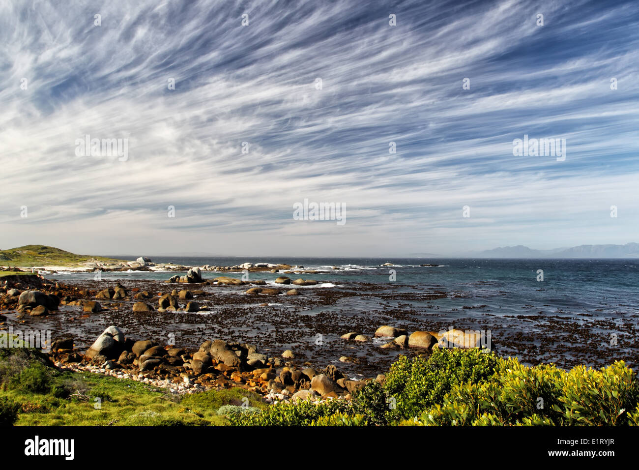 Il paesaggio costiero di Cape Peninsula a sud di Città del Capo, Sud Africa. Foto Stock