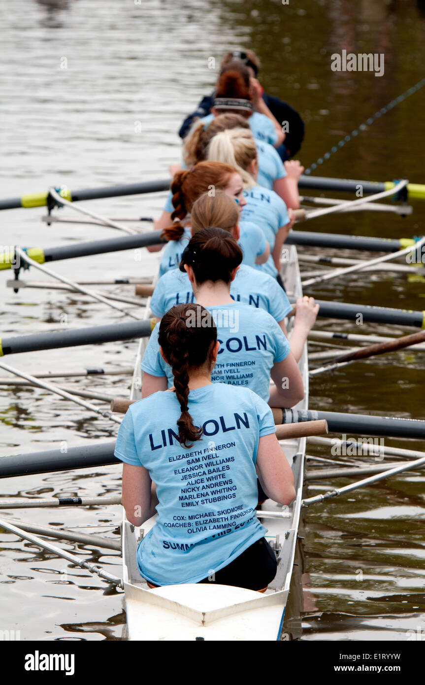 Oxford può Eights, Lincoln College Cari otto, Oxford, Regno Unito Foto Stock