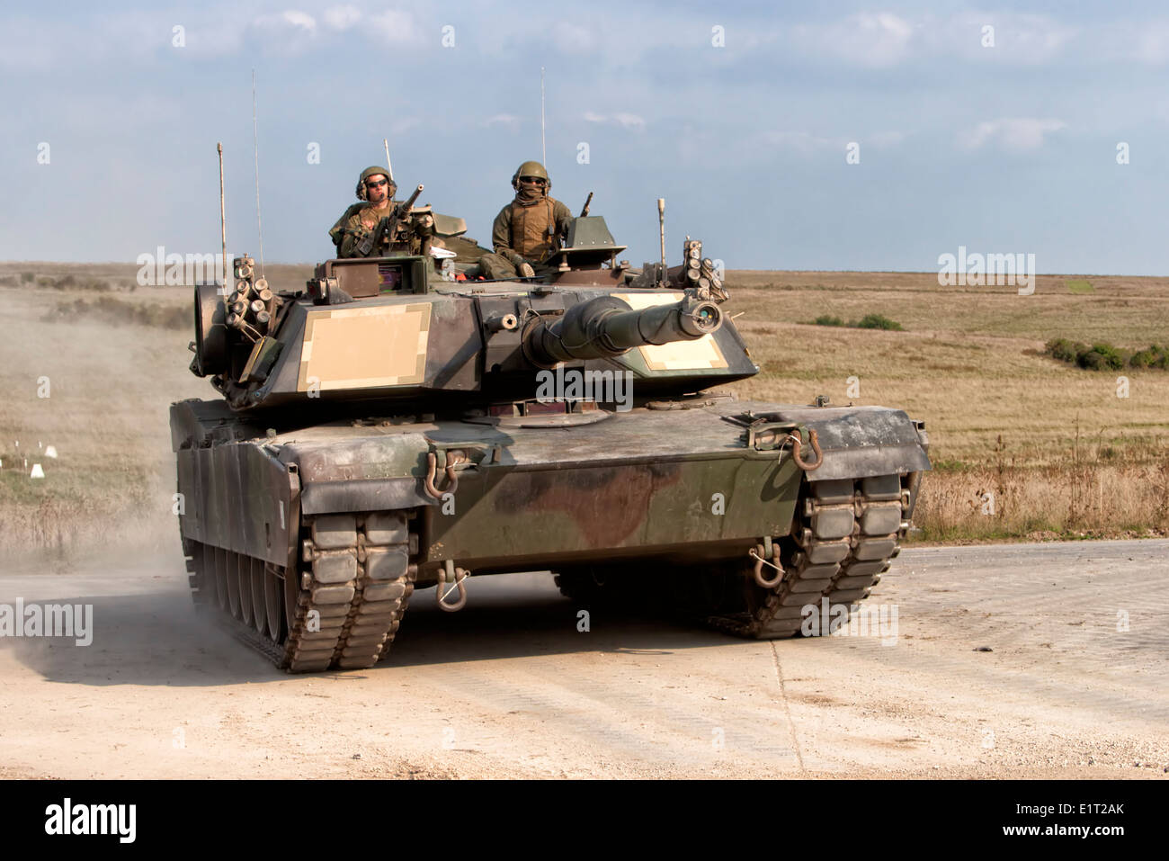 US Marine Corps, M1A1, Abrams, battaglia principale serbatoio, Salisbury Plain, Area Formazione, Wiltshire, Regno Unito, 2005. Foto Stock