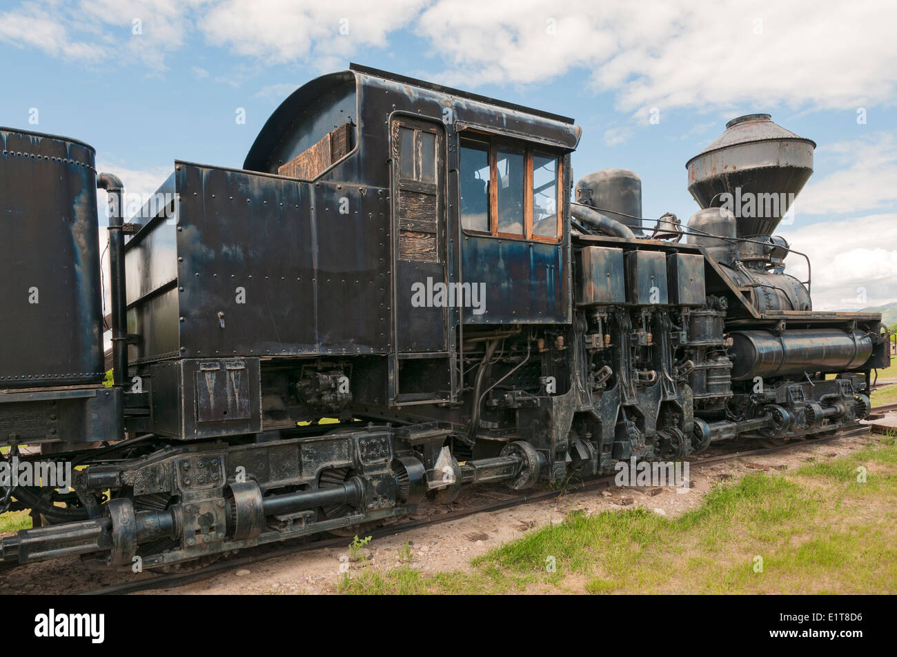 Montana, Museo storico di Fort Missoula, Forestali Area interpretativa, rare Shay-tipo motore utilizzato per tirare il treno di registrazione Foto Stock