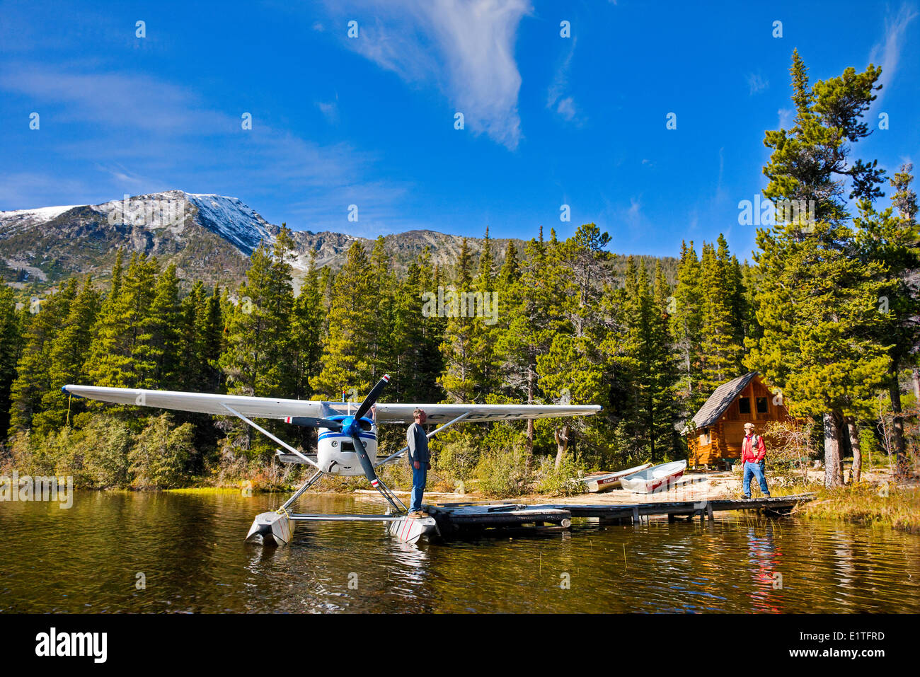 Fly-in pesca in remoto cabina Chilcotin Foto Stock