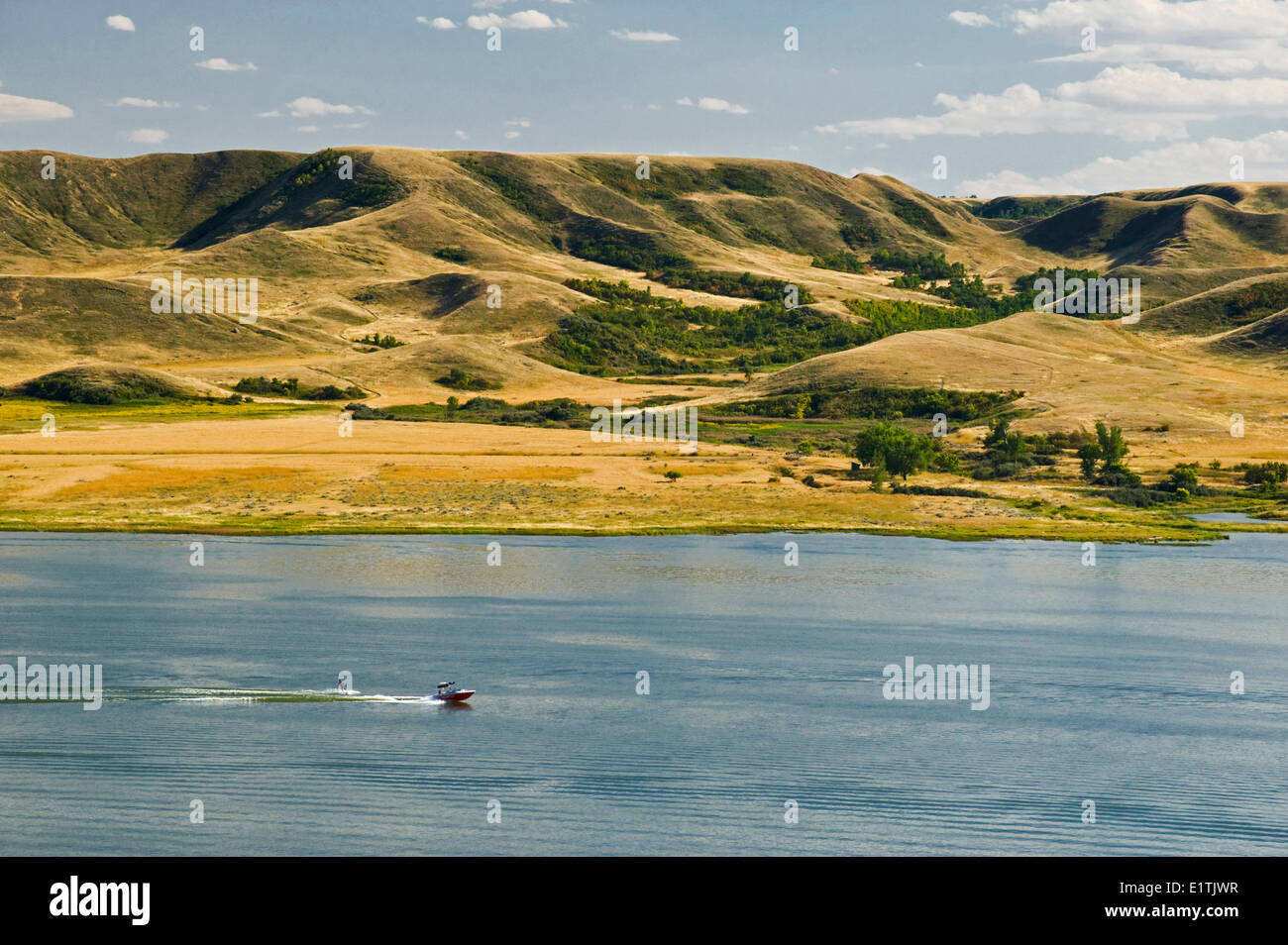 Saskatchewan Landing Parco Provinciale con il lago Diefenbaker in background, Saskatchewan, Canada Foto Stock