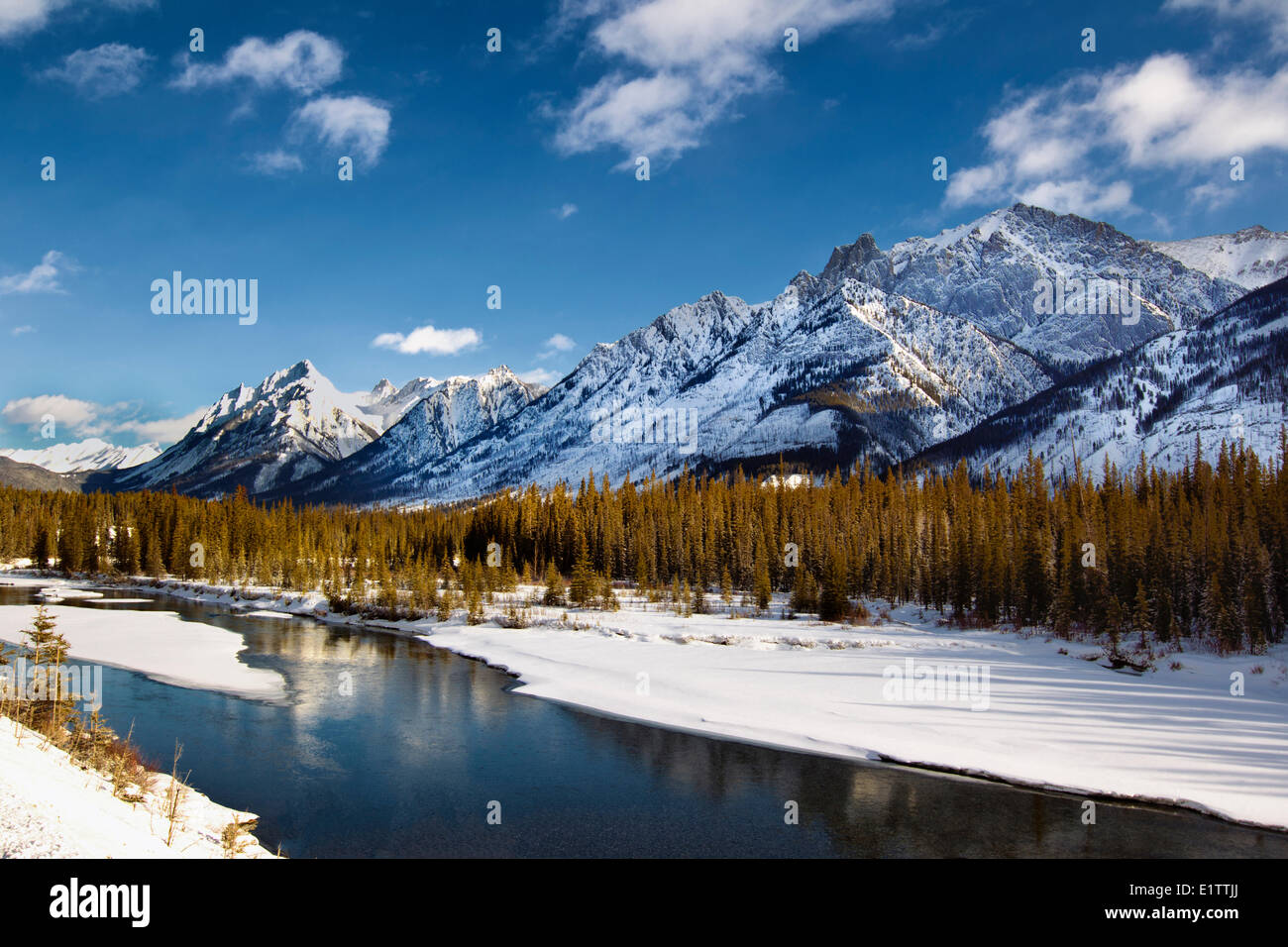 Sawback montagne in inverno, il Parco Nazionale di Banff, Alberta, Canada Foto Stock