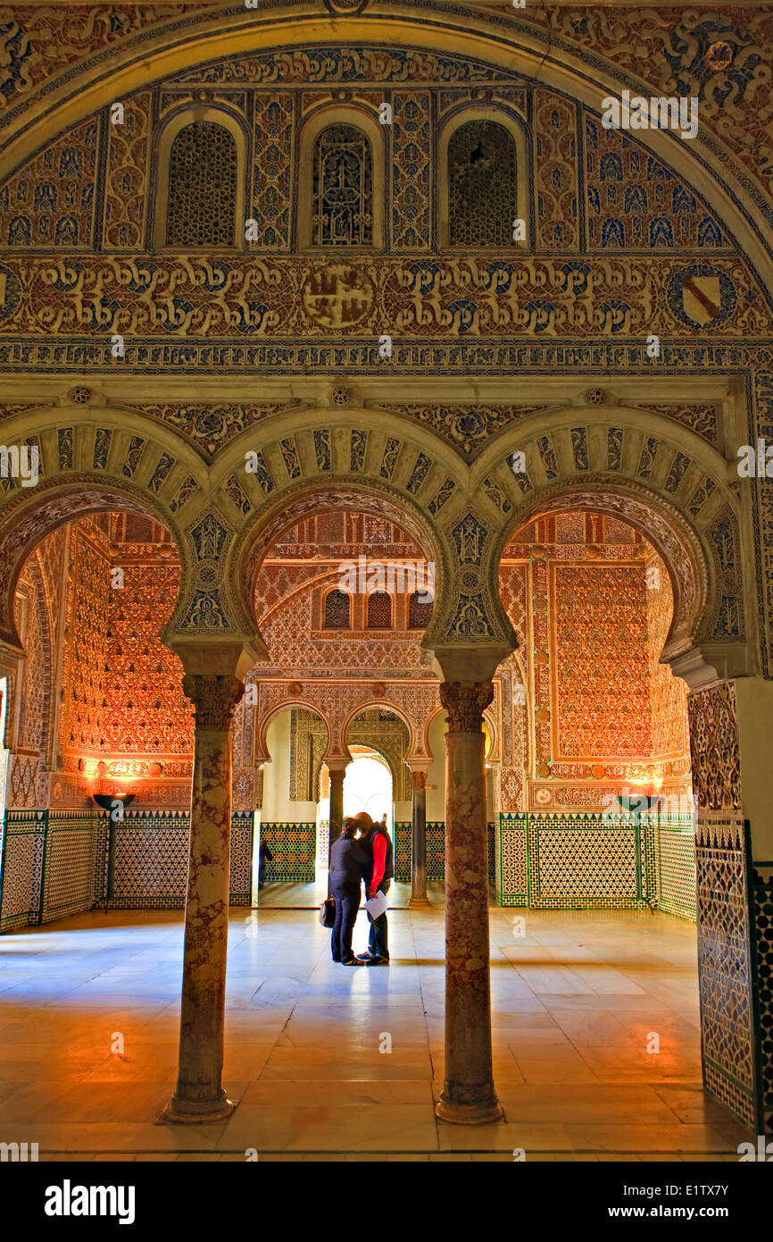 Salon de Embajadores (dell Ambasciatore Hall), Palacio Mudejar, Reales Alcazares (Palazzi Reali) - Sito Patrimonio Mondiale dell'UNESCO, Santa Foto Stock