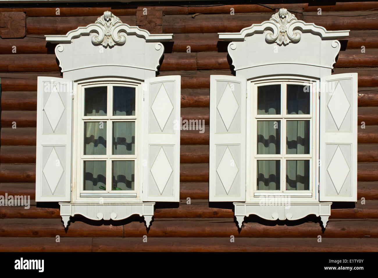 La Russia, Siberia, Irkutsk, architettura in legno, la casa di Europa Foto Stock