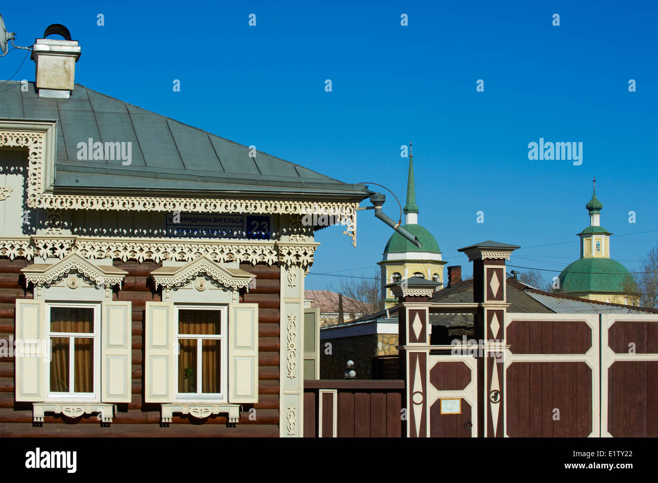 La Russia, Siberia, Irkutsk, architettura in legno, la casa di Europa Foto Stock
