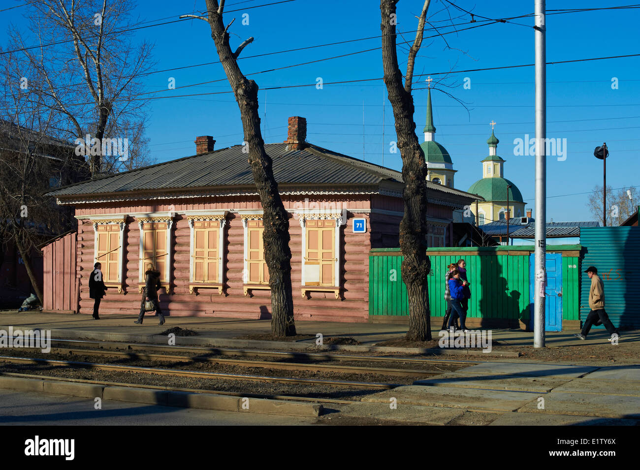 Russia, Siberie, Irkutsk, architettura in legno Foto Stock