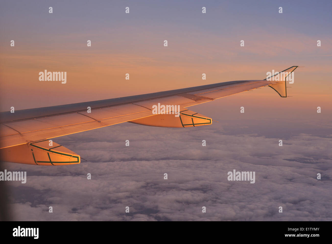 Vista dalla finestra di un aeromobile Airbus 320 Foto Stock