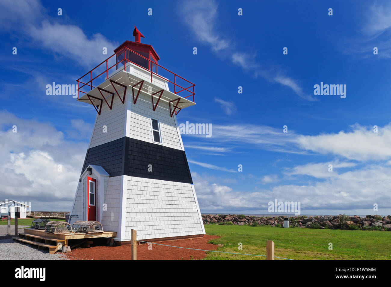 Big Tignish o Jude's Point Lighthouse, Tignish rive, Prince Edward Island, Canada Foto Stock