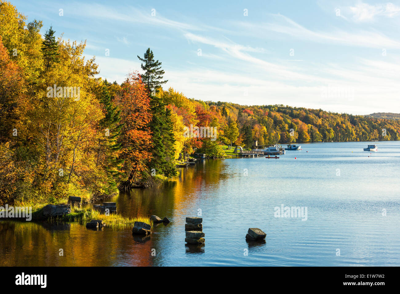 Caduta delle foglie, Barrachois, Bras d'or Lago, Cape Breton, Nova Scotia, Canada Foto Stock