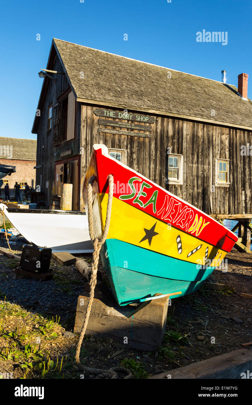 Barche in legno Il Dory Shop, Lunenburg, Nova Scotia, Canada Foto Stock