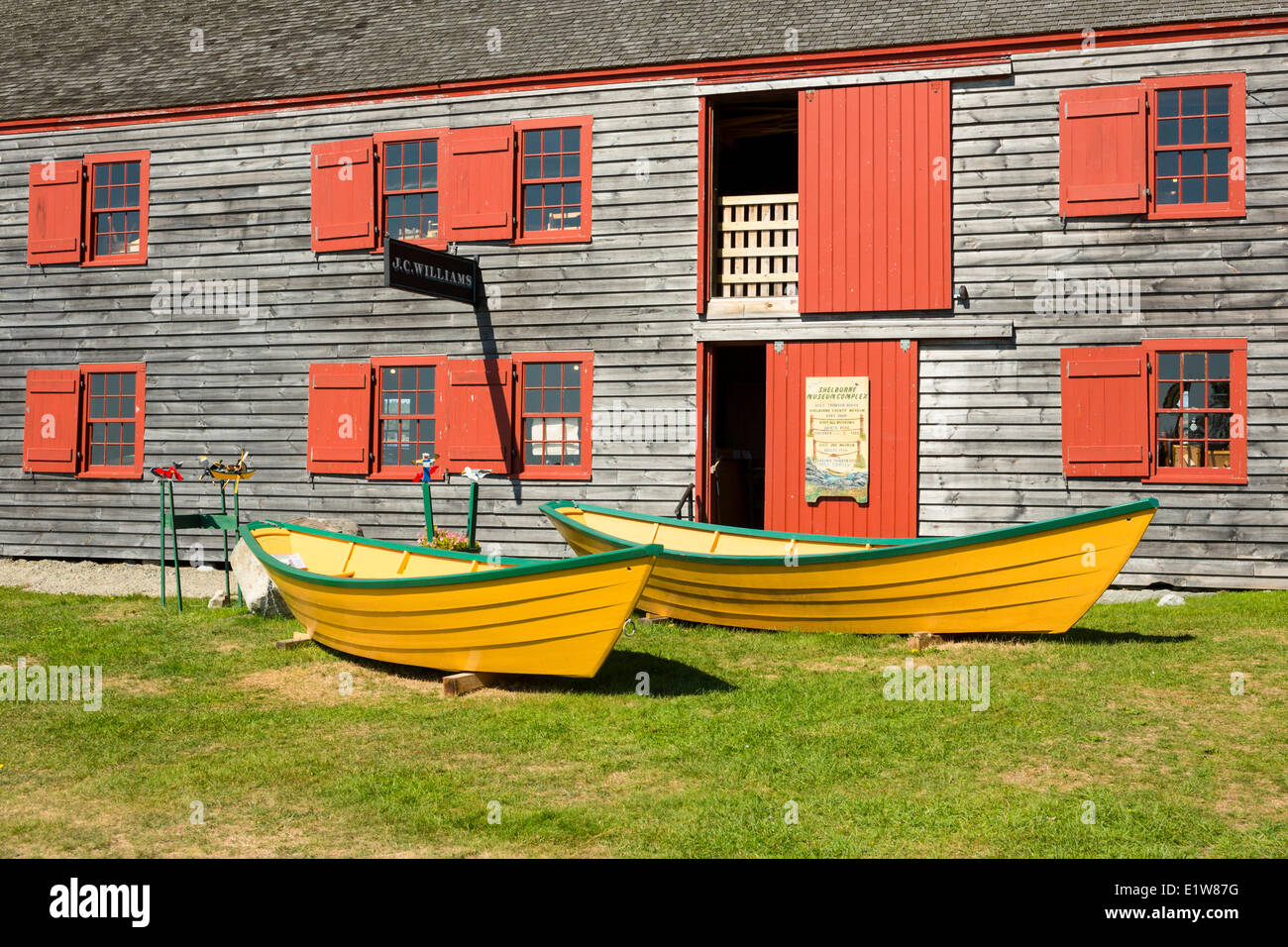 Il Dory Shop Museo storico Shelburne Waterfront District, Shelburne, Nova Scotia, Canada Foto Stock