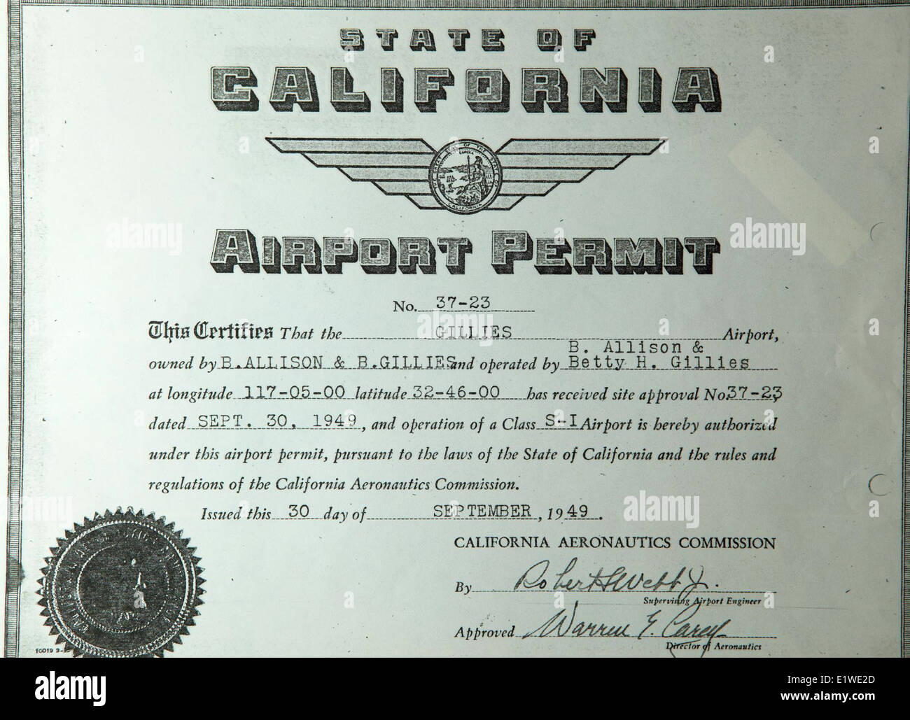 Gillies Field era un primo campo di aviazione situato negli Stati Uniti durante gli anni '1920 È stato un sito chiave per i primi eventi di aviazione, comprese le gare aeree e i test degli aeromobili, contribuendo allo sviluppo dell'industria aeronautica. Foto Stock