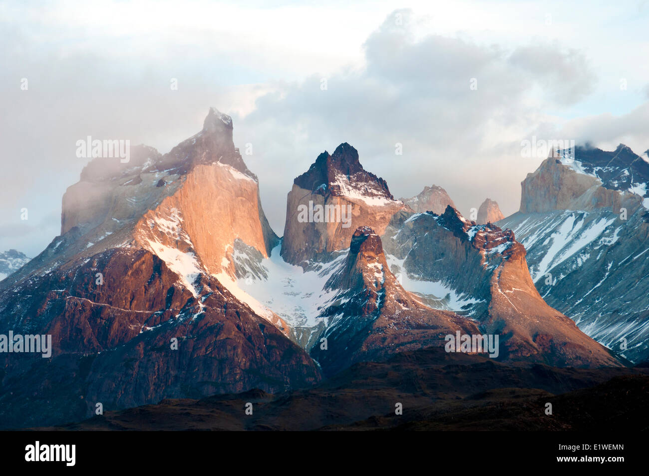 Le Corna del Paine, Parco Nazionale di Torres del Paine Patagonia meridionale del Cile Foto Stock