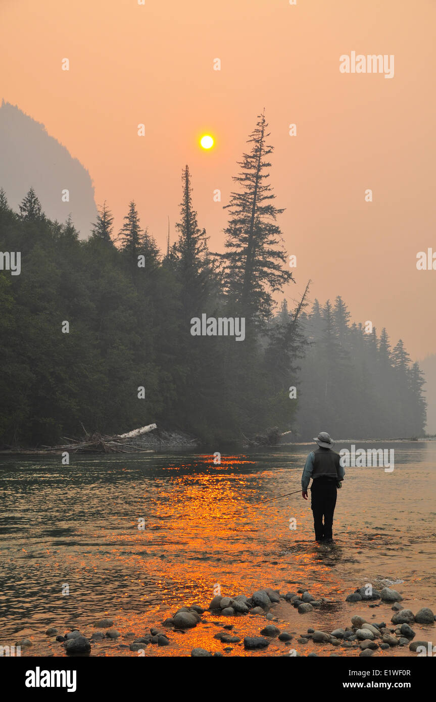 Dean River Forest Fire Foto Stock