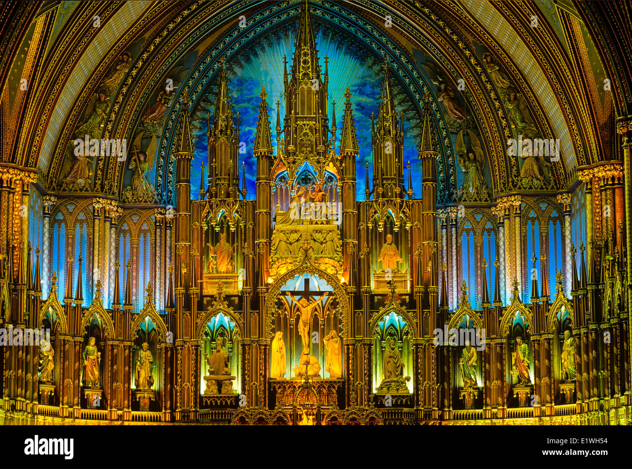 Interno della Basilica di Notre Dame, Montreal, Quebec, Canada Foto Stock