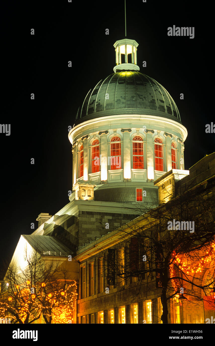 Mercato di Bonsecours di notte, la Vecchia Montreal, Montreal, Quebec, Canada Foto Stock