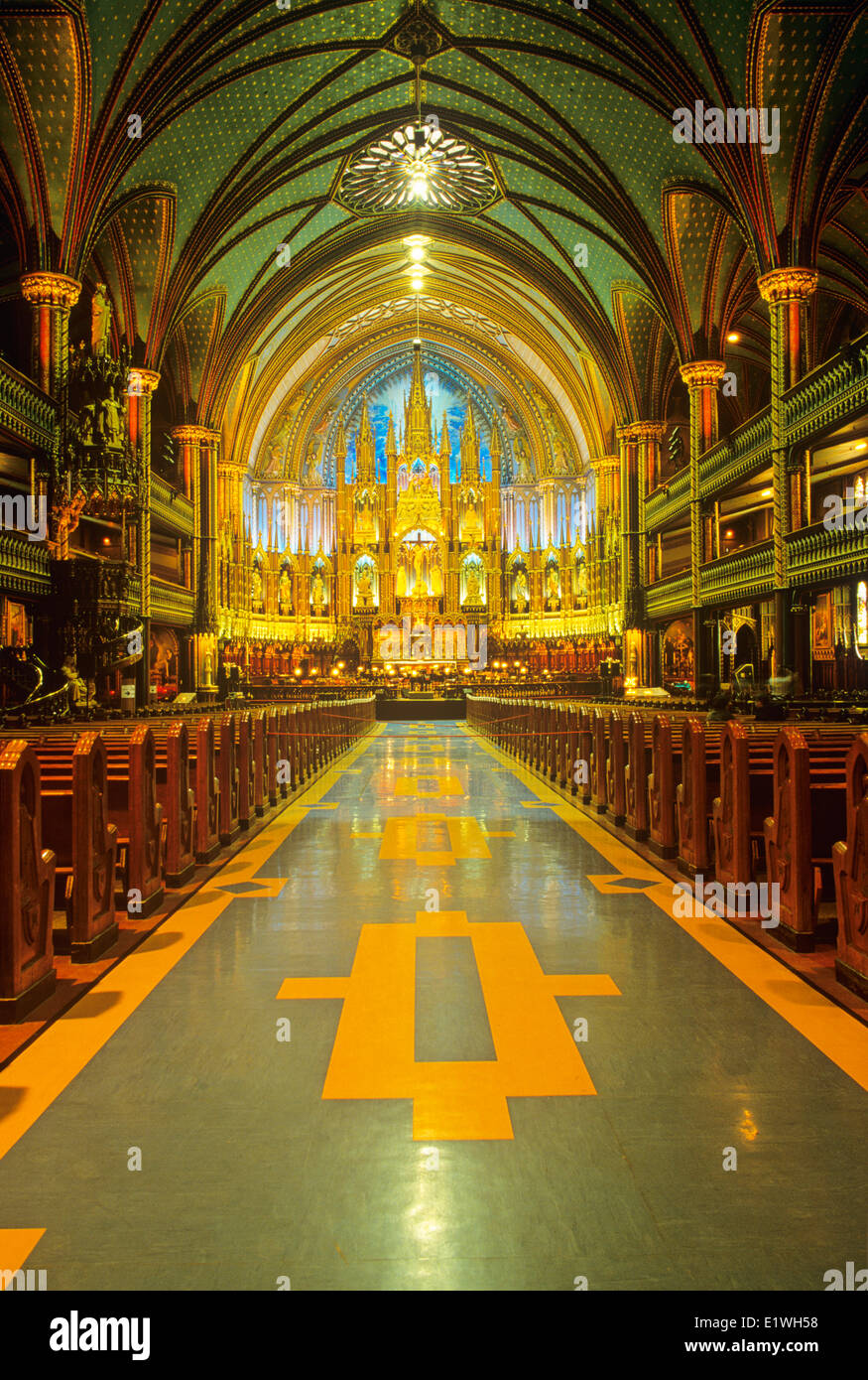 Interno della Basilica di Notre Dame, Montreal, Quebec, Canada Foto Stock