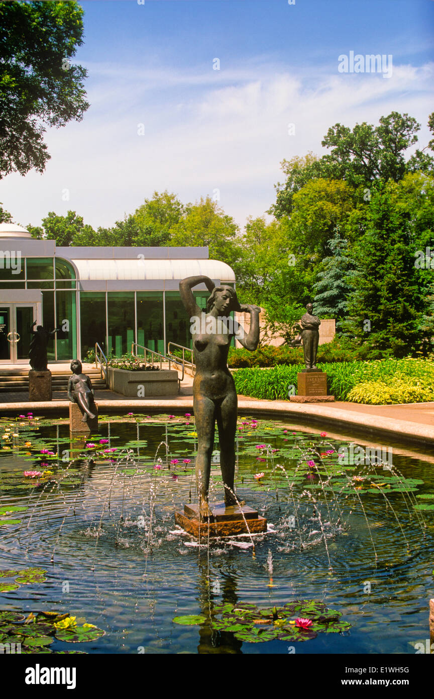 Statua in acqua giardino, Assiniboine Park, Winnipeg, Manitoba, Canada Foto Stock