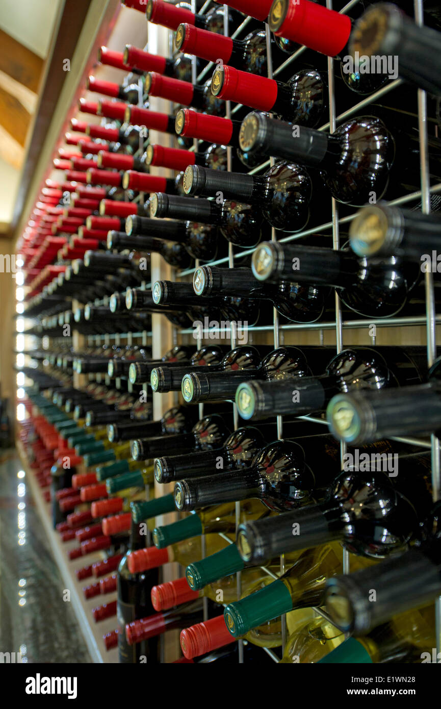 Portabottiglie di vino in una cantina in Napa Valley, California Foto Stock