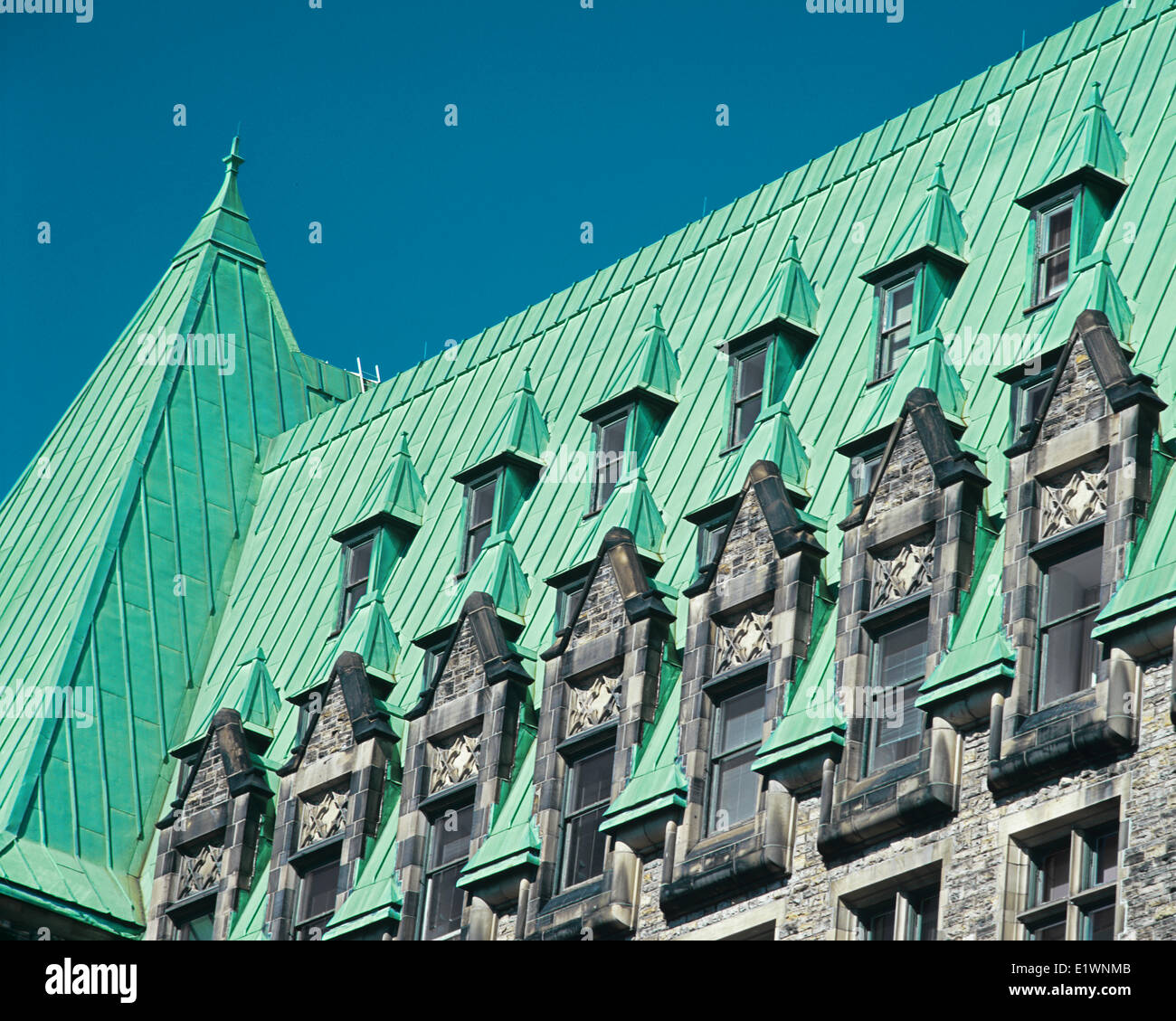 Dettaglio del tetto, Confederazione edificio, il Parlamento del Canada, Ottawa, Ontario, Canada Foto Stock