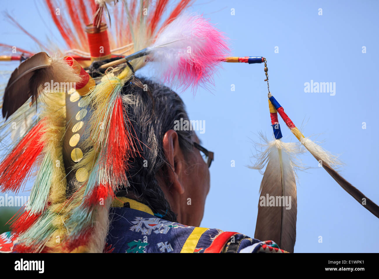 Le Prime Nazioni sambuco tradizionale copricapo, Winnipeg, Manitoba, Canada Foto Stock