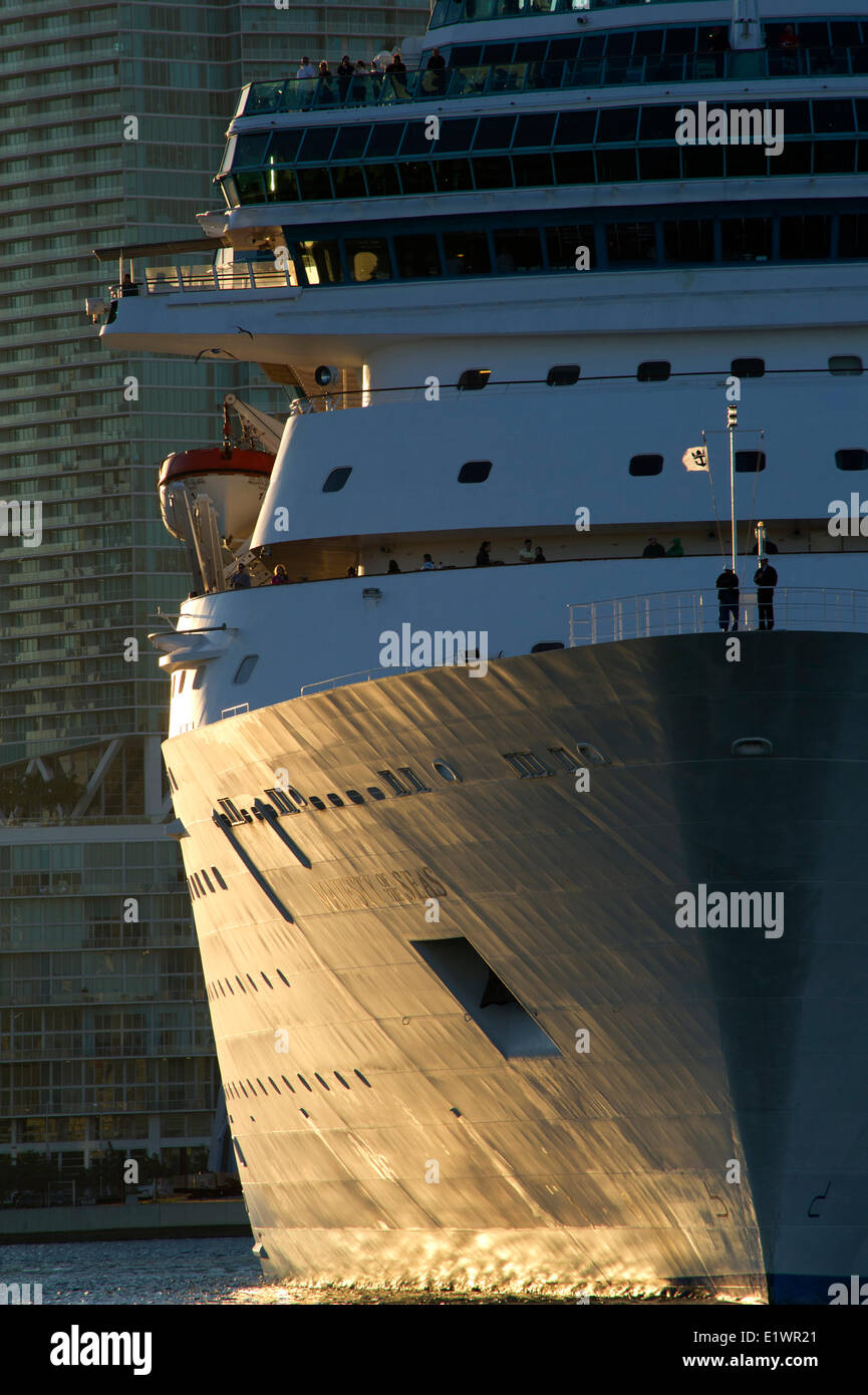 La nave di crociera entrando in porto di Miami Foto Stock