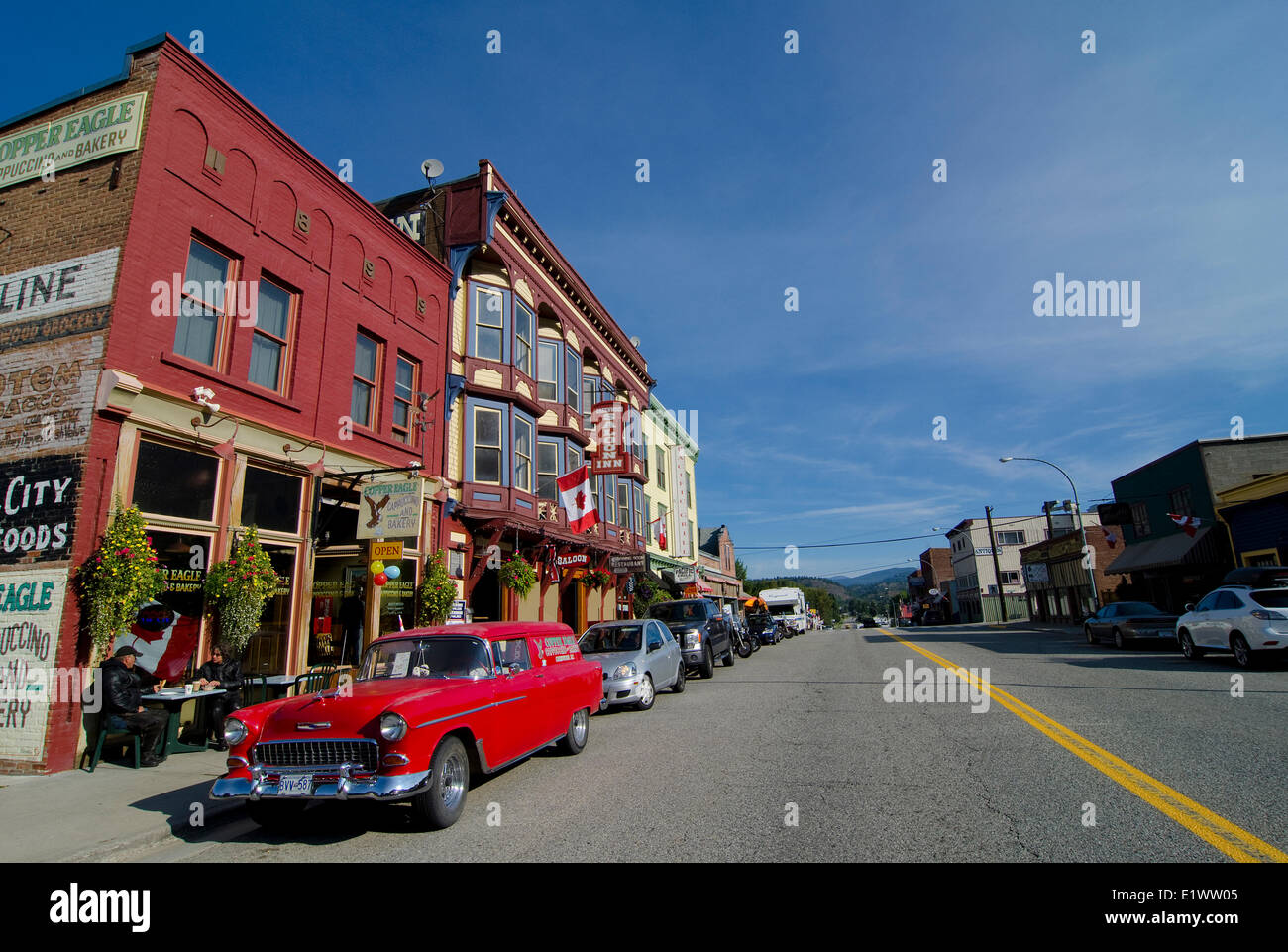 Negozi e ristoranti, Greenwood, British Columbia, Canada. Foto Stock