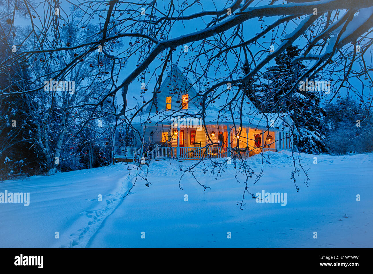 Casa in inverno, St. Catherines, Prince Edward Island, Canada Foto Stock