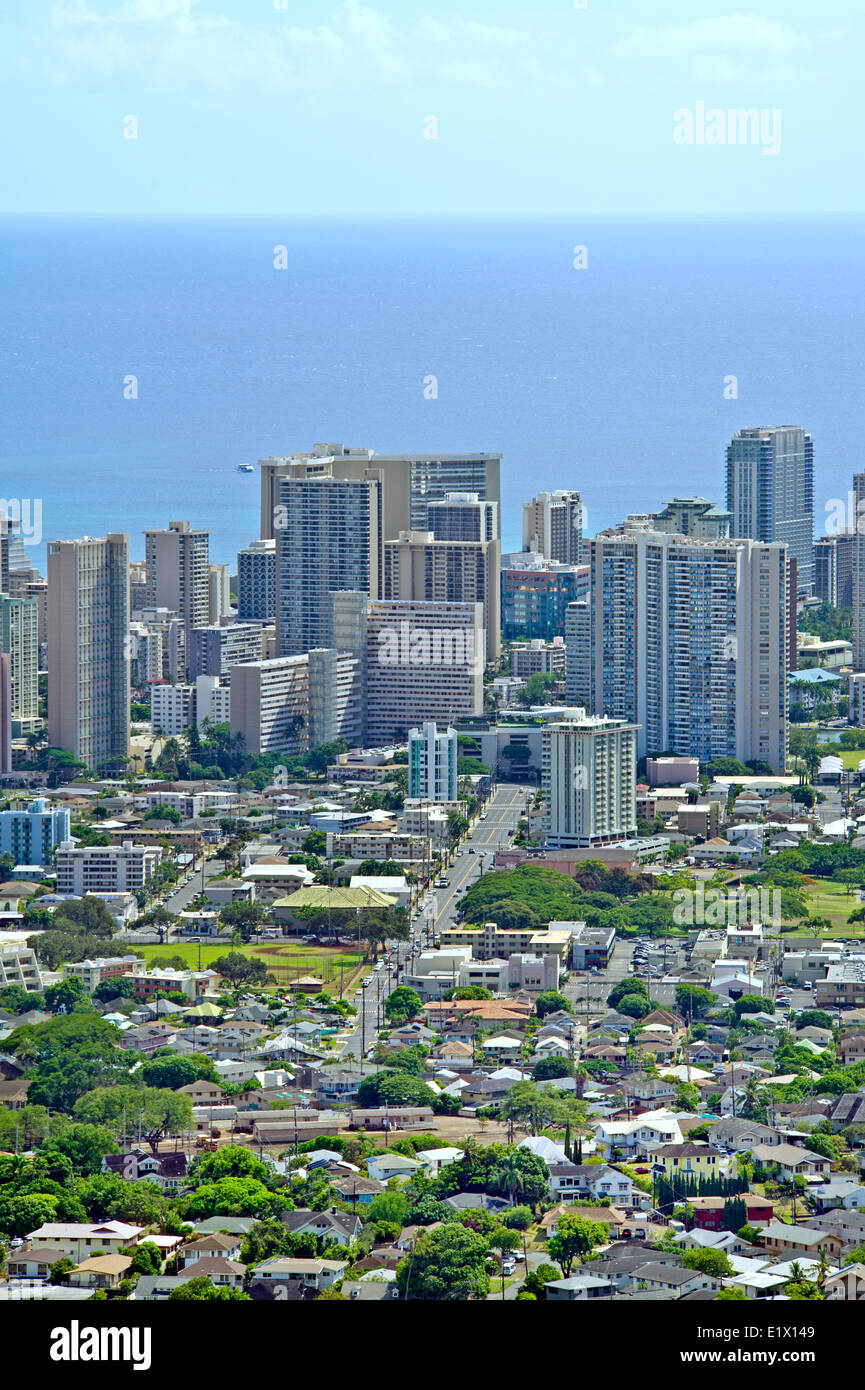 Honolulu area turistica skyline Foto Stock