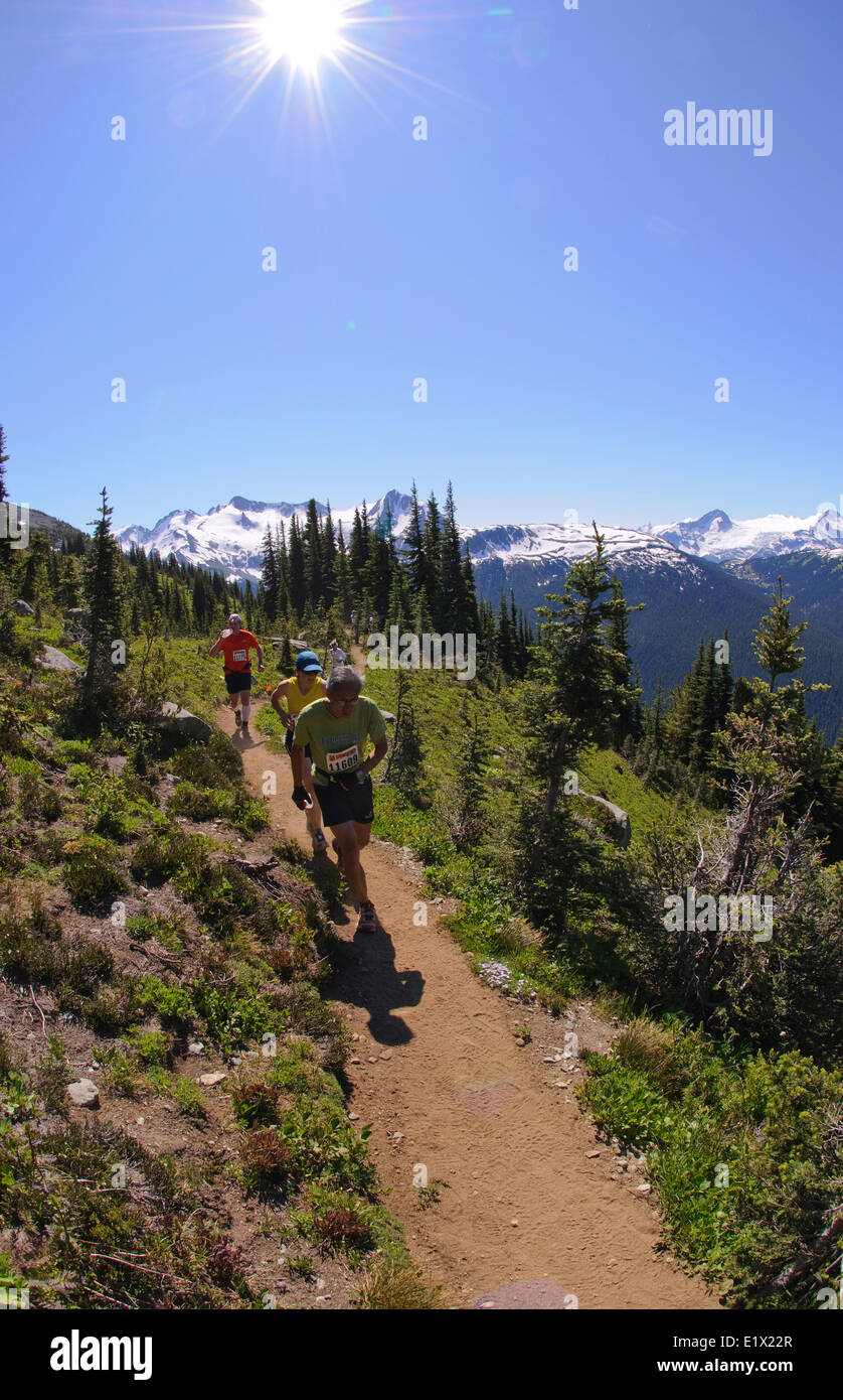 5 picchi 2011 trail running race series. Ziggy's prato, Monte Blackcomb, Whistler, British Columbia, Canada Foto Stock