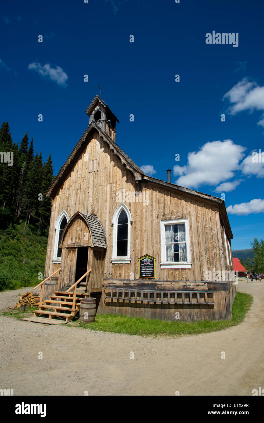Chiesa anglicana di San Salvatore. La storica Gold Rush città di Barkerville. Regione Cariboo, British Columbia. Canada Foto Stock