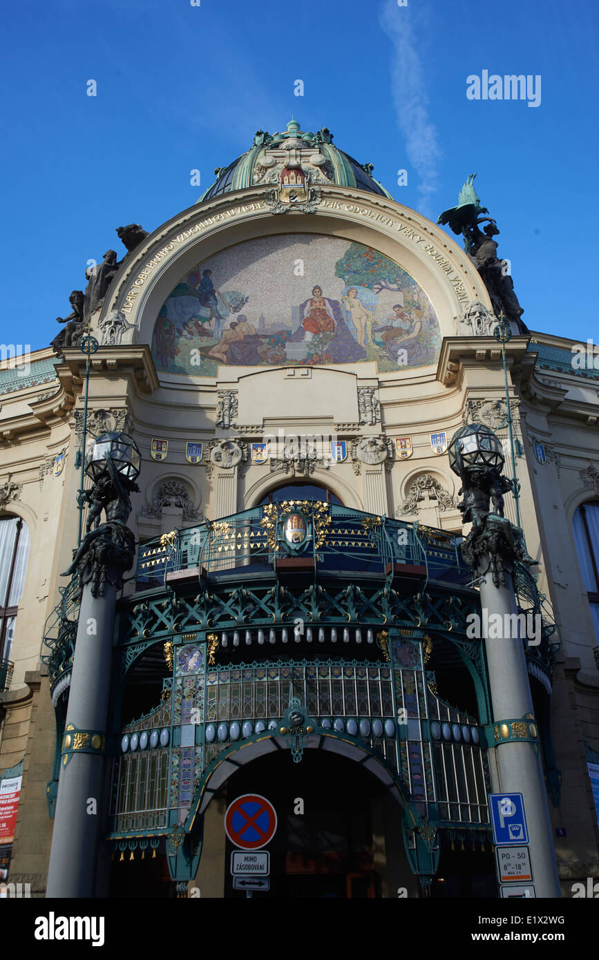 Casa Municipale, Obecni dum, Prikopy, Old Town (UNESCO), Praga Repubblica Ceca Foto Stock