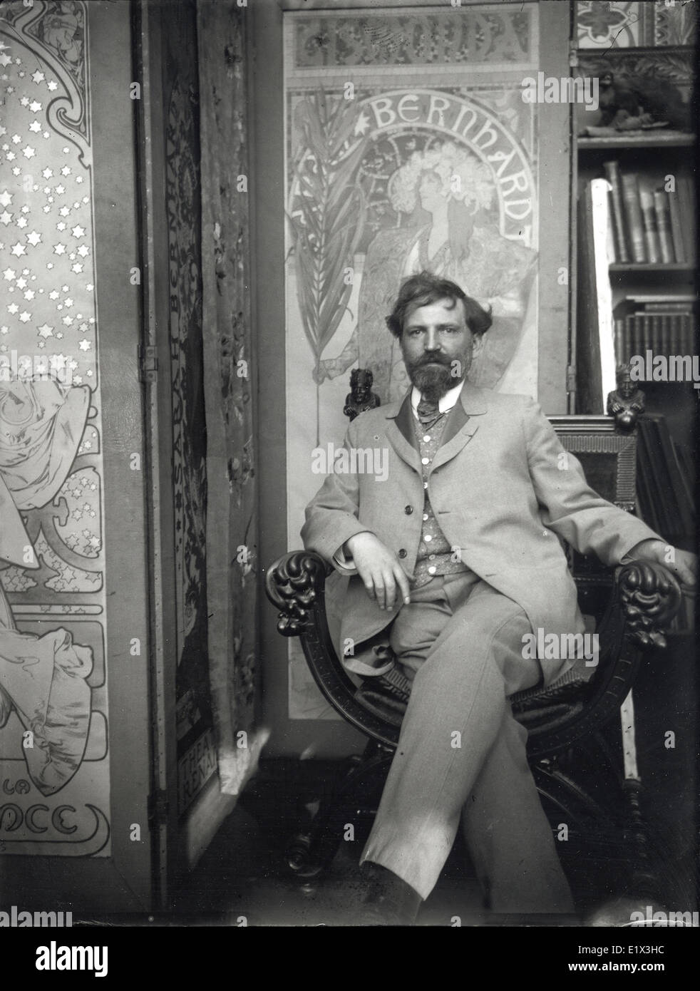 Alphonse Mucha era un pittore cecoslovacco famoso per il suo stile Art Nouveau styl Foto Stock