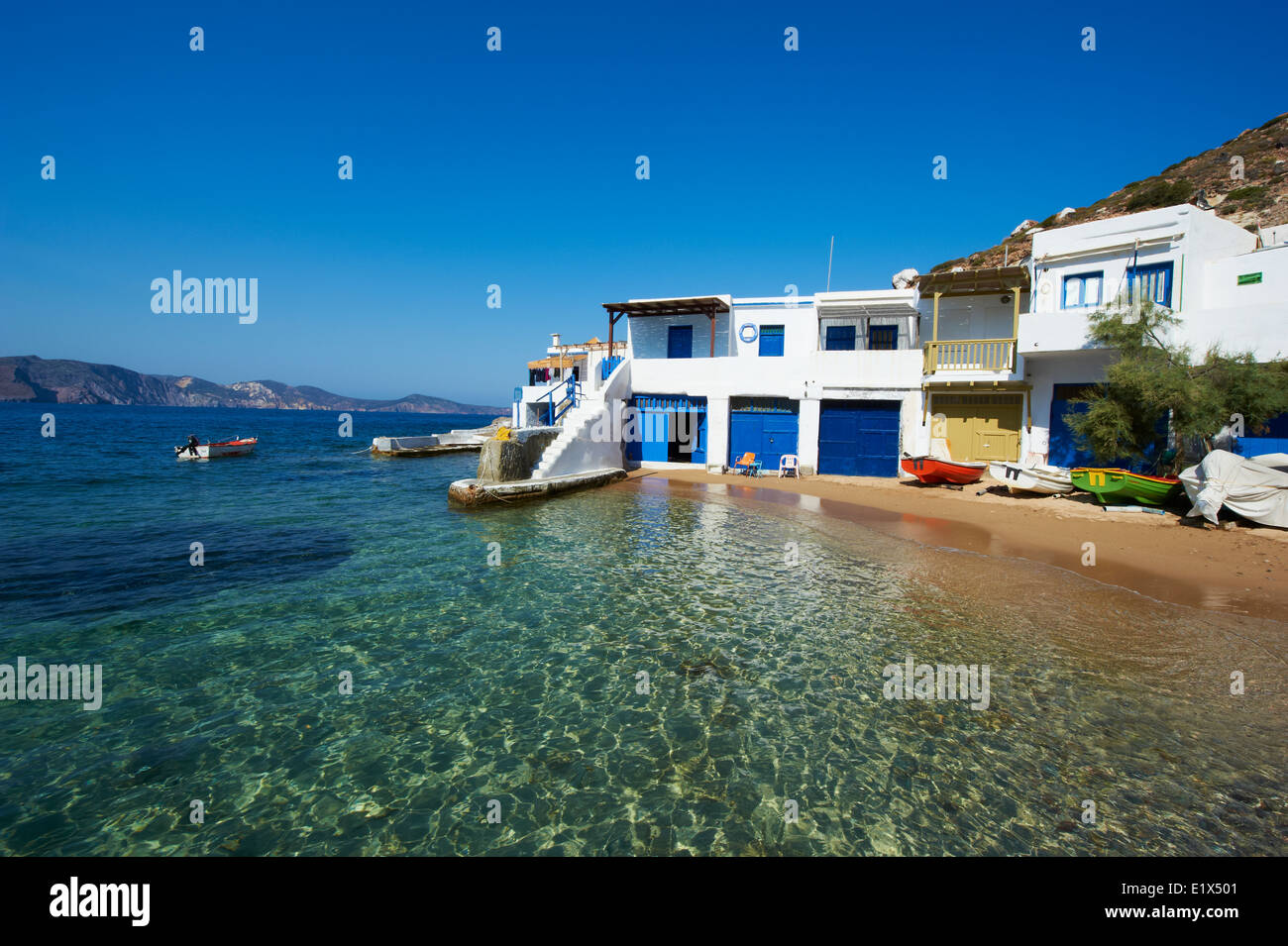 Grecia CICLADI, Milos, Fourkovouni, fisher village Foto Stock