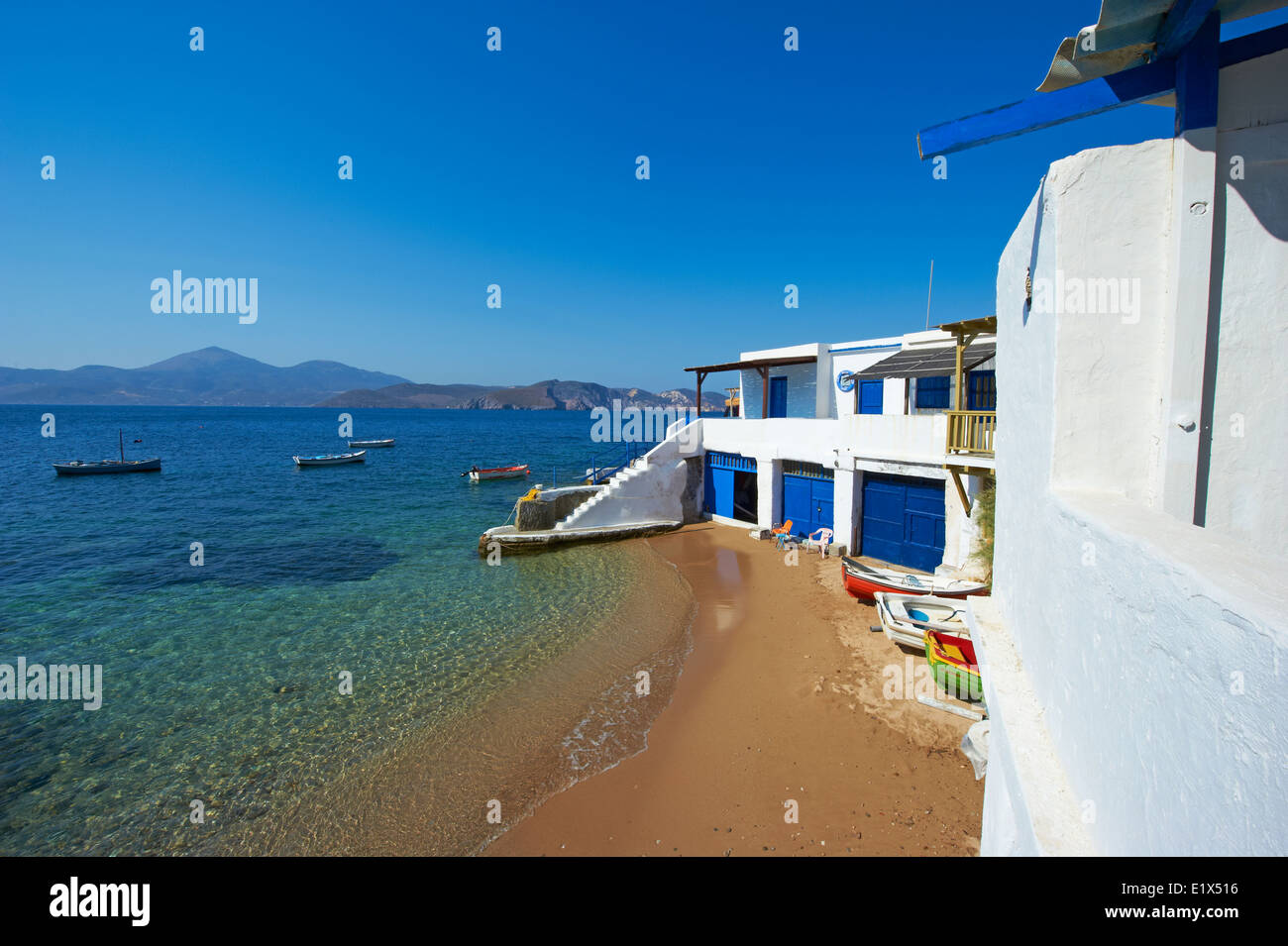 Grecia CICLADI, Milos, Fourkovouni, fisher village Foto Stock