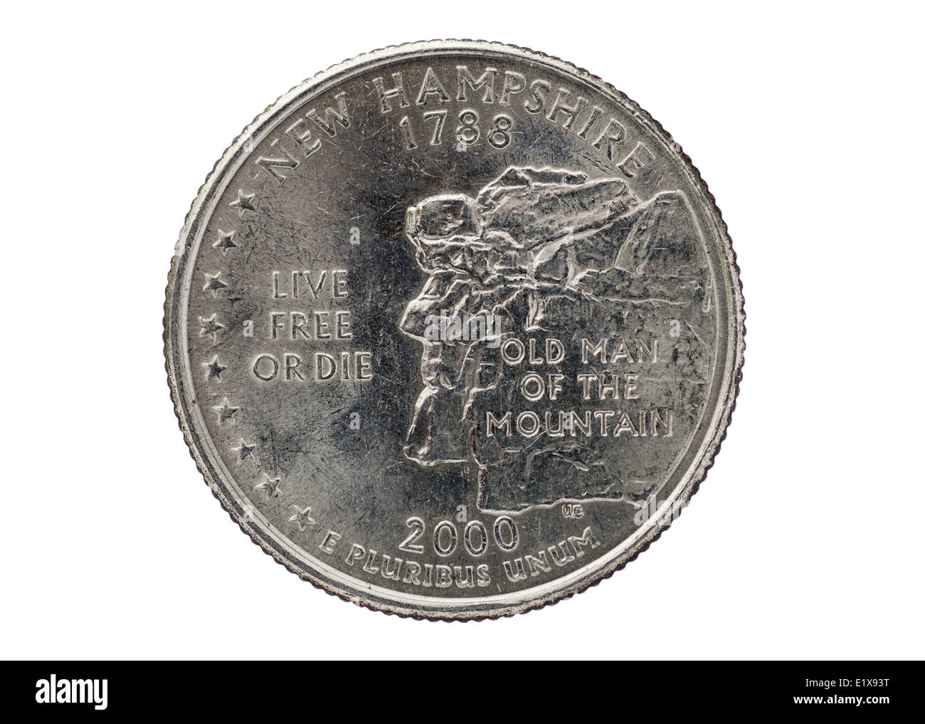 New Hampshire commemorative quarto stato moneta isolato su bianco Foto Stock