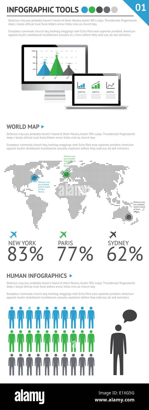 Awesome infografico set di strumenti 1 di 4 Illustrazione Vettoriale