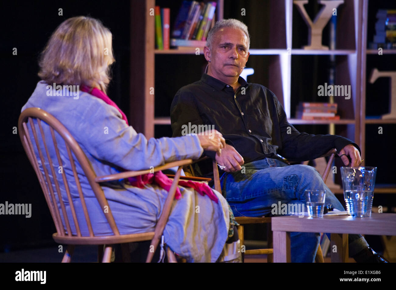 Hanif Kureishi parlando la sua vita e lavoro a Hay Festival 2014 ©Jeff Morgan Foto Stock