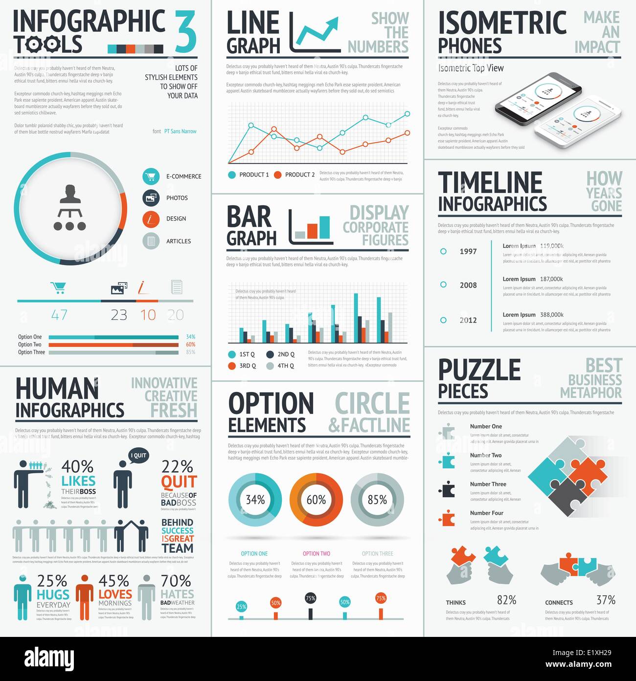 Infografico sorprendenti elementi set di vettore per i vostri progetti Illustrazione Vettoriale