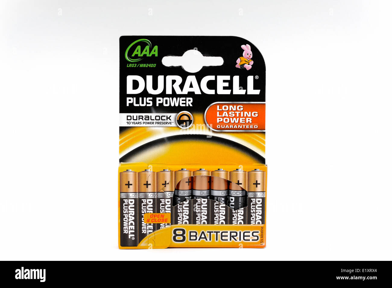 Pack di Duracell Plus tripla alimentazione a batterie 8 pack Foto Stock