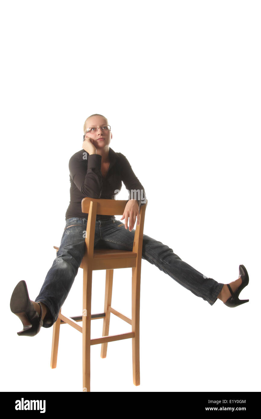 Funny telefono talk Foto Stock