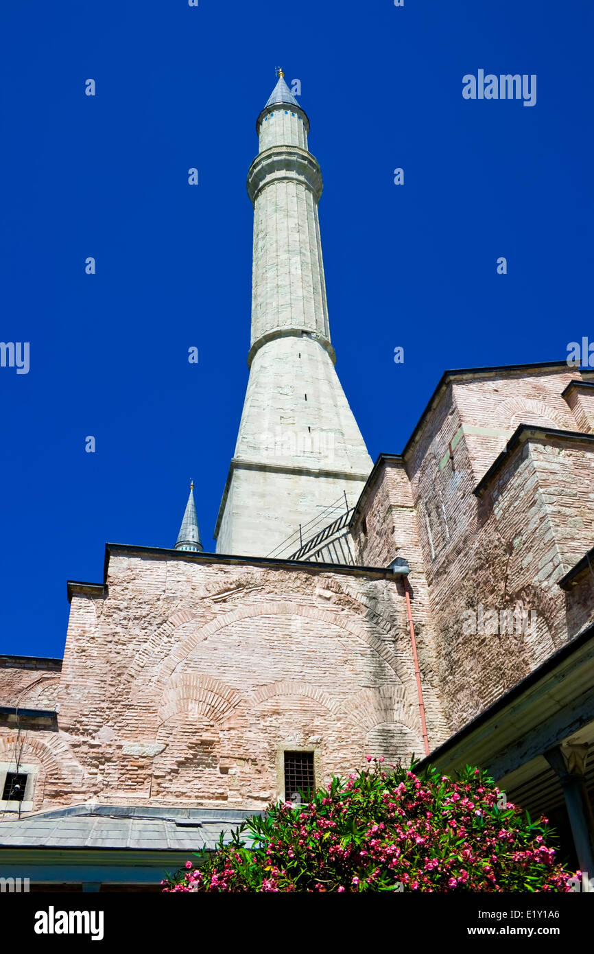 Il minareto di Hagia Sophia Foto Stock