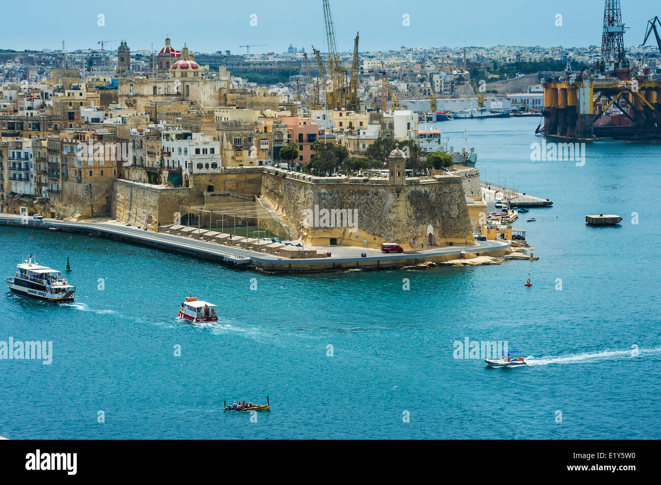 Senglea L- Isla e il Grand Harbour. Foto Stock