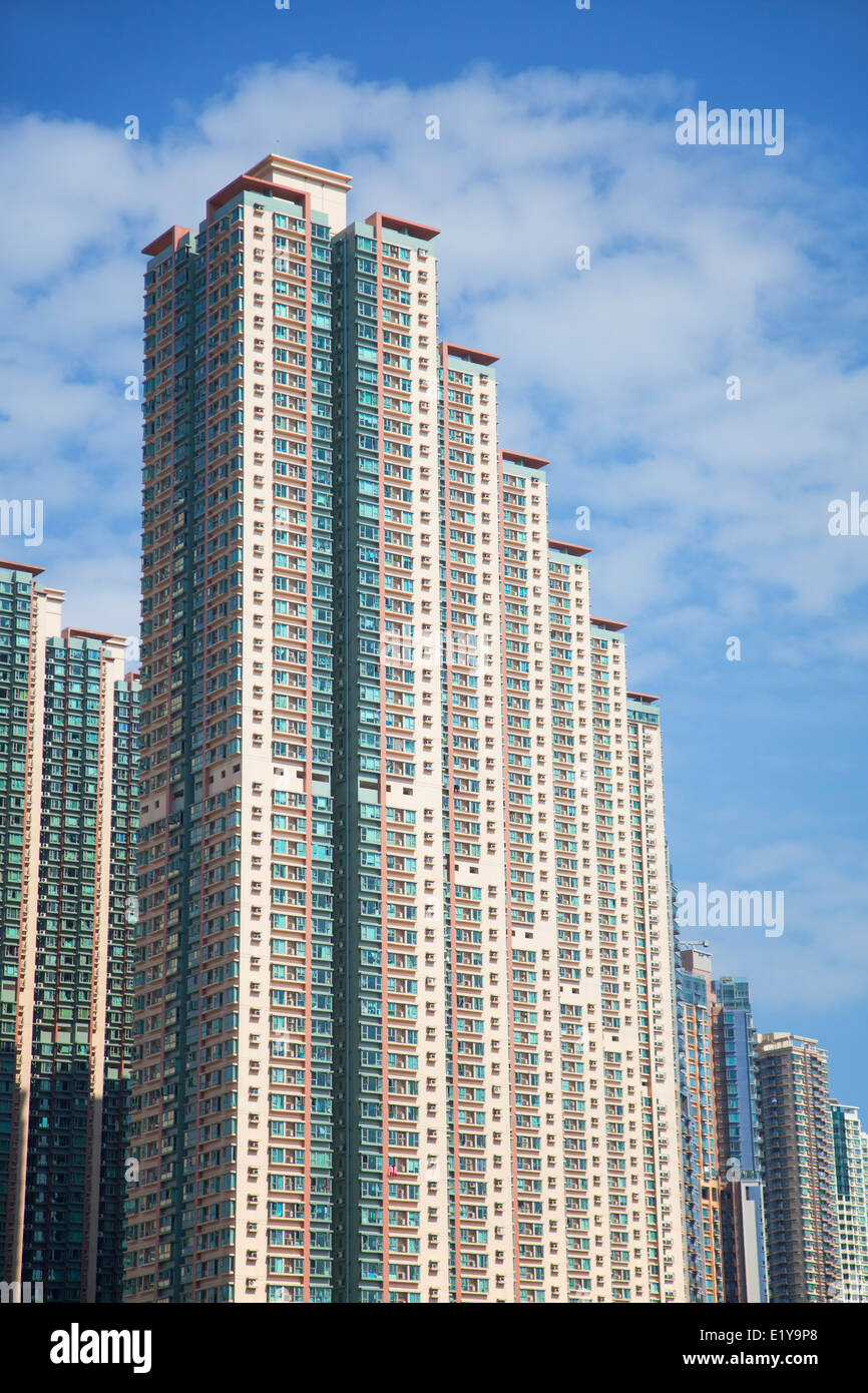 Blocchi di appartamenti, Tseung Kwan O, Kowloon, Hong Kong, Cina Foto Stock