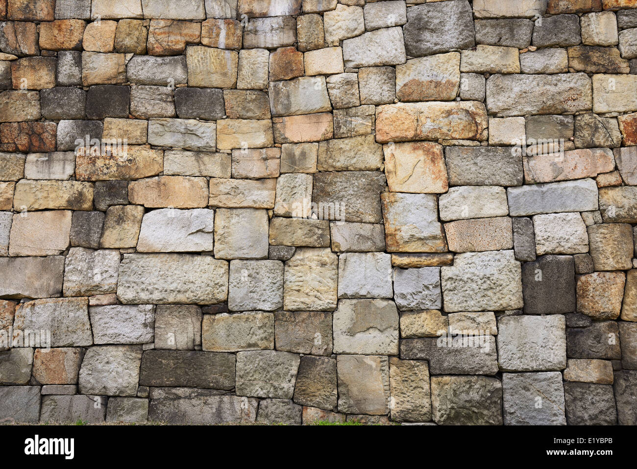 Dettaglio del terrapieno in Suwon Hwaseong, Corea Foto Stock